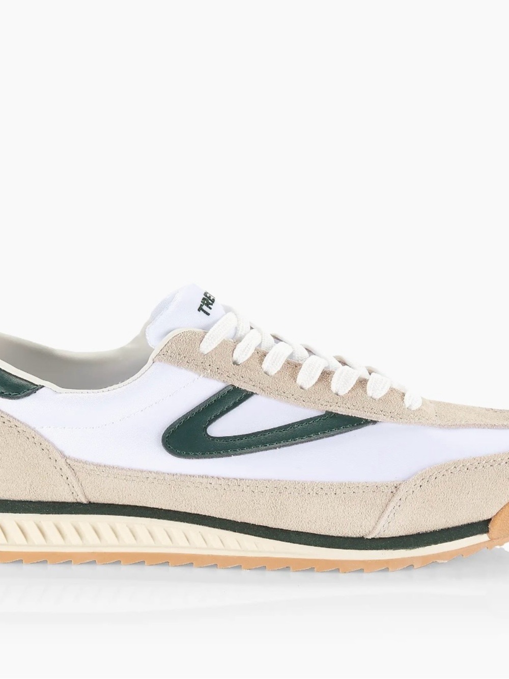 Tretorn Low-Profile Sneakers in White, Beige & Green